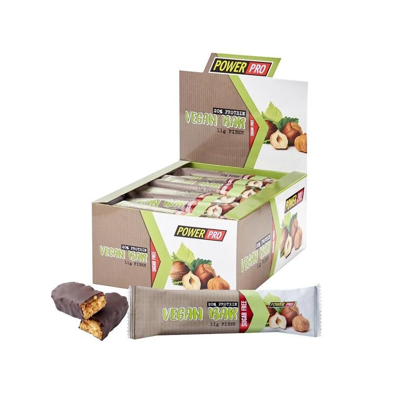 Батончик протеїновий Power Pro VEGAN BAR без цукру 32% 20 шт.