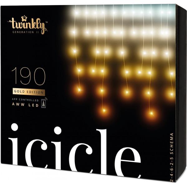 Гірлянда Twinkly Icicle AWW 190, BT+ WiFi, Gen II, IP44 кабель прозрачный (TWI190GOP-TEU)