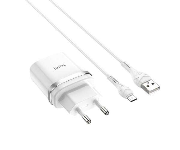 Пристрій зарядний мережевий Hoco C12Q 3,0A QC 3,0 micro-Usb 1 м White