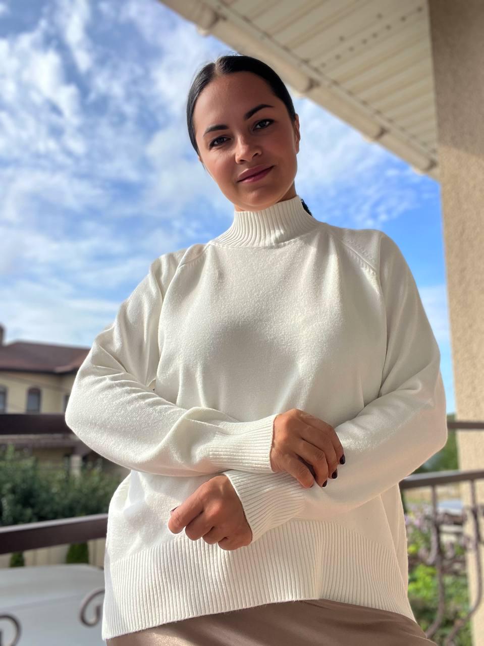 Светр жіночий A-N 1066 тонкий широкий високий комір OS Білий (2755) Светр жіночий A-N 1066 тонкий широкий високий комір OS Білий (2755)