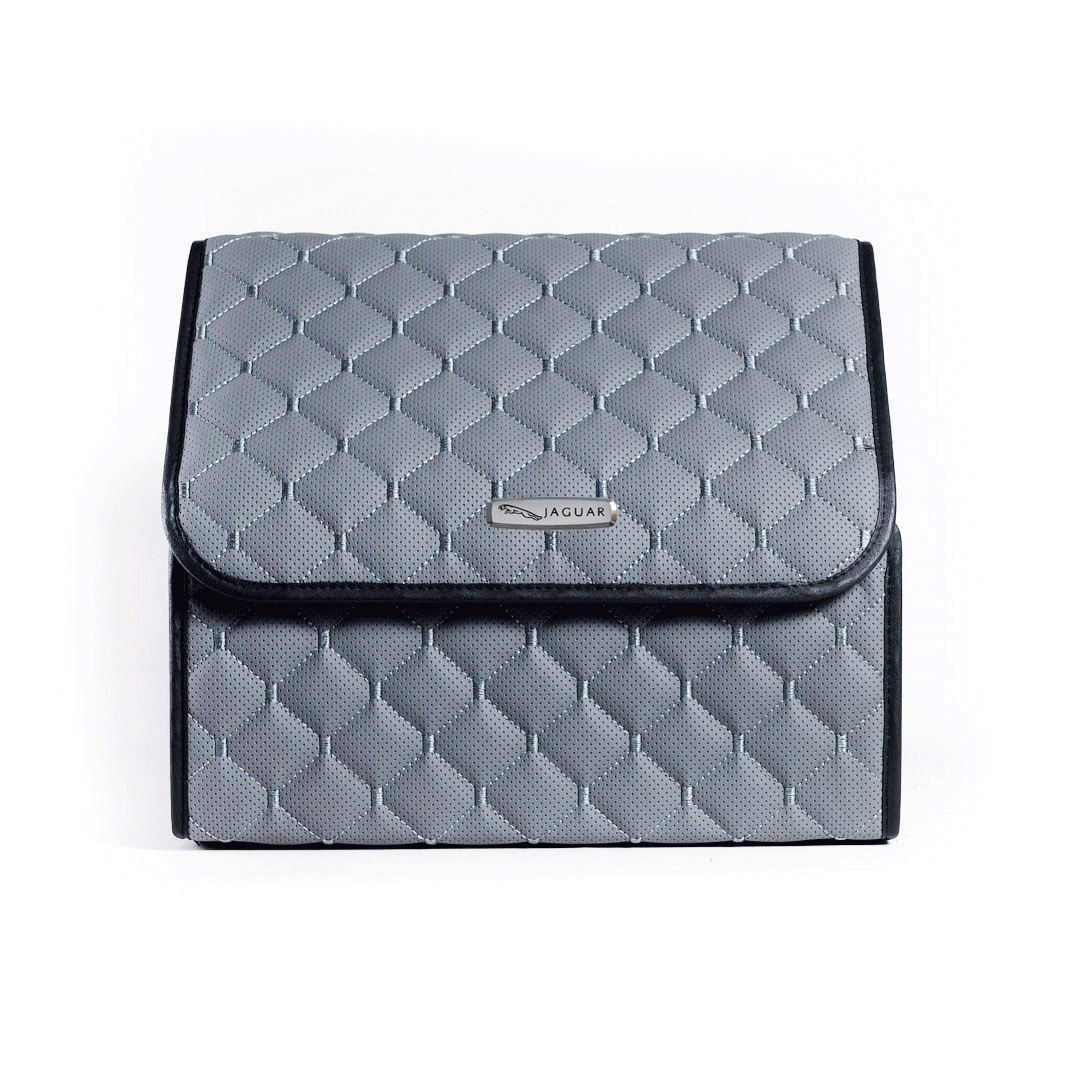Сумка-органайзер с лого Jaguar в багажник CarsBAG Экокожа 30x35x30 см Серый (acb-1036-4-30х35х30-4)