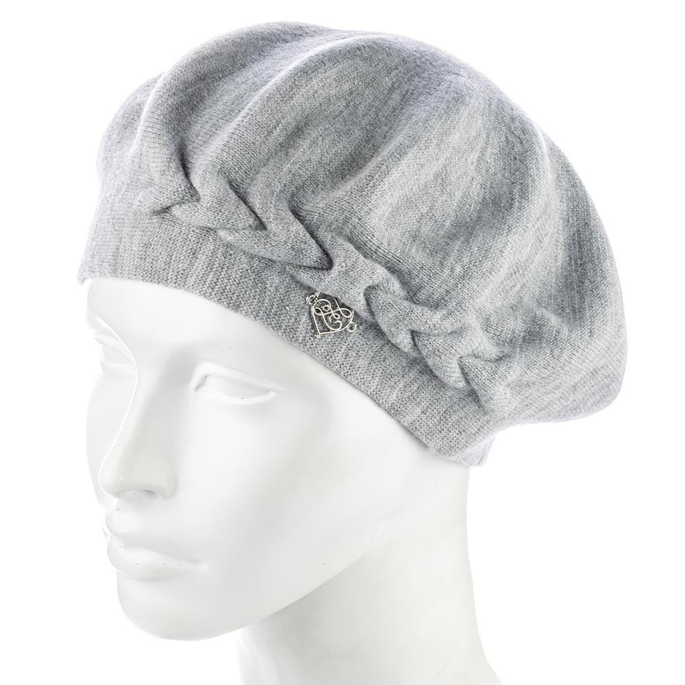 Берет жіночий подвійний збоку з візерунком Zolly ZH257 Світло-сірий