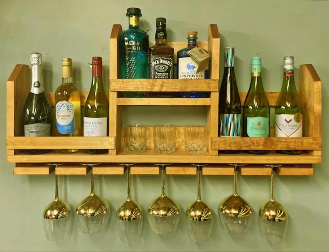 Полка для вина настенная из дерева Нисимея Сиена (ПНК-026005)