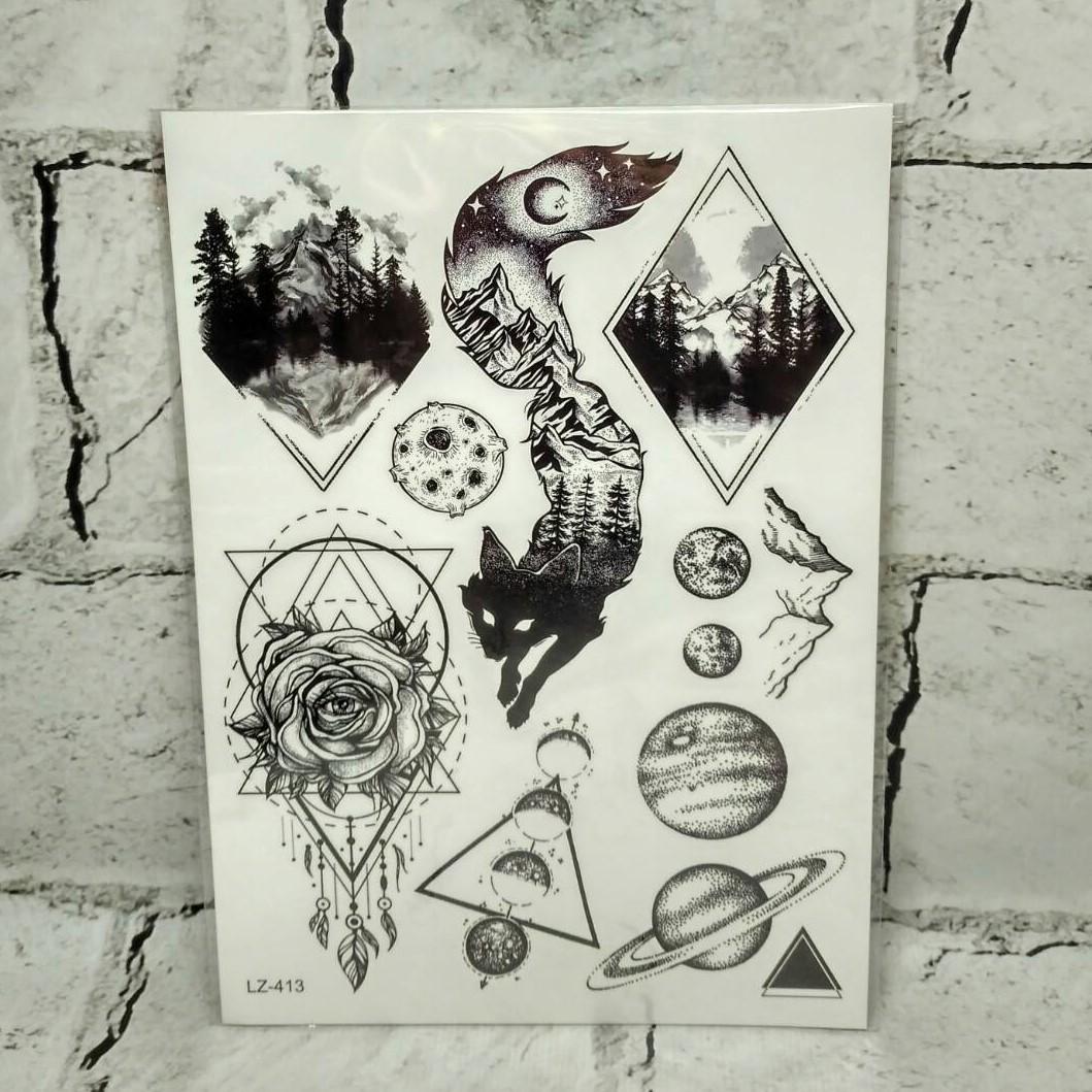 Тимчасові тату Мікс лист 21х15 см (LZ-413)