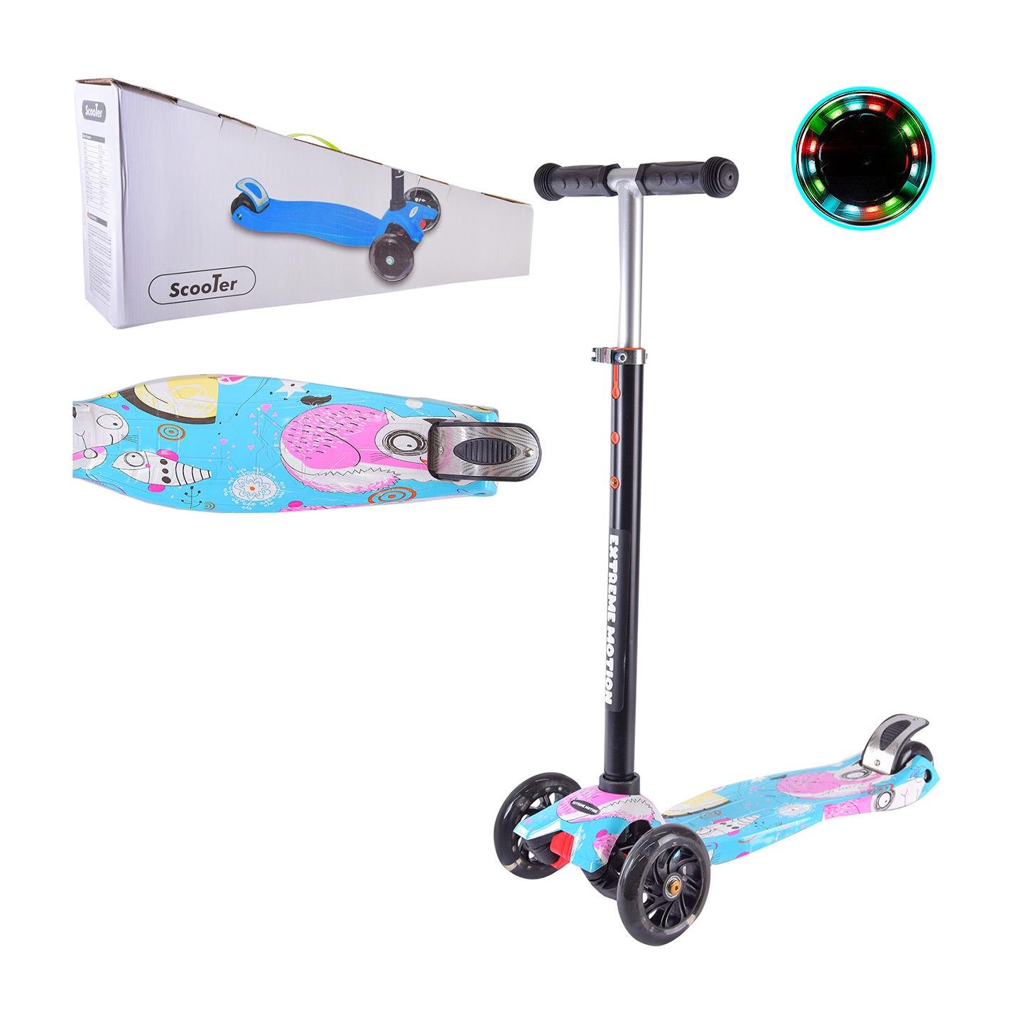 Самокат детский Bambi от 1 года четырехколесный со светящимися колесами унисекс Черный (DS-171-S-101) - фото 2