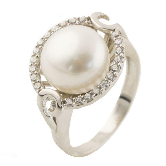 Кольцо серебряное с натуральным жемчугом 4,24 г р. 15,5 (0364995)