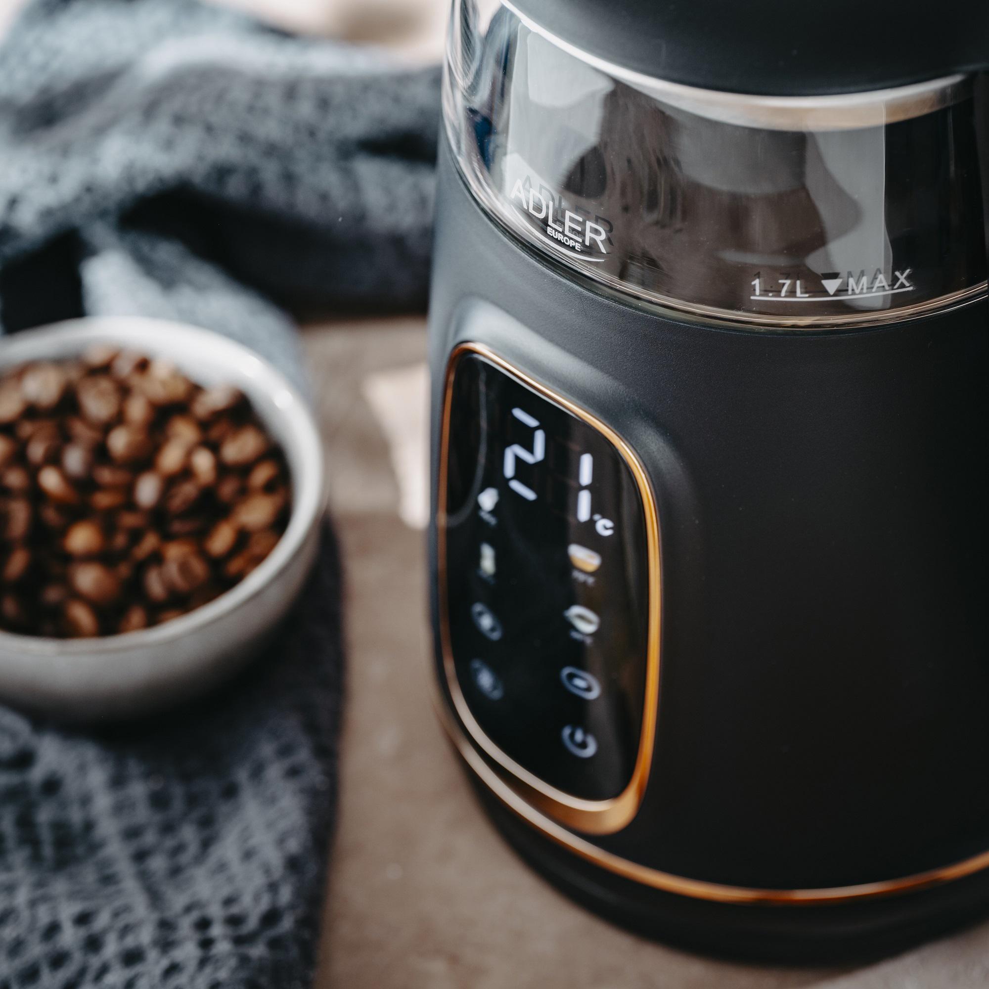 Электрочайник Adler AD 1305 пластик/стекло дисплей/регулятор температуры 1,7 л Black/Gold (27224664) - фото 9