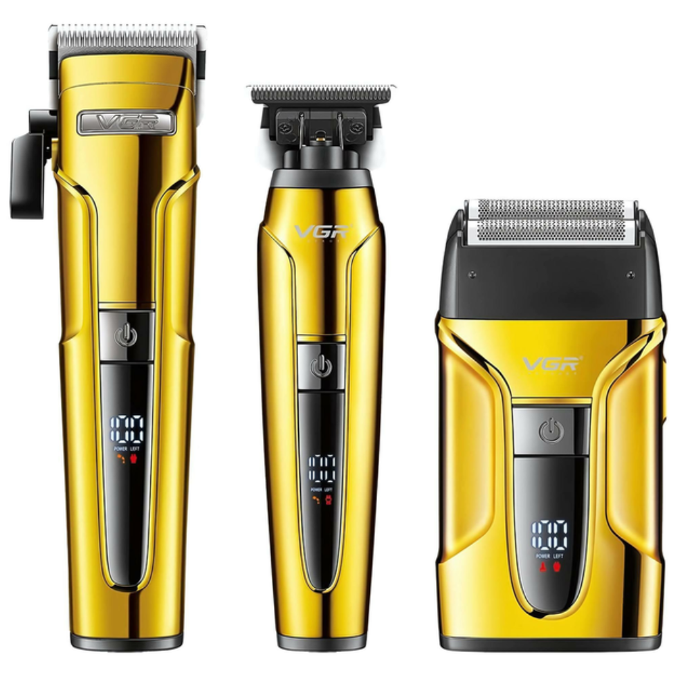 Набір для гоління VGR-694 Комбо 3в1 машинка для стрижки/триммер/шейвер Золотий (24144844)