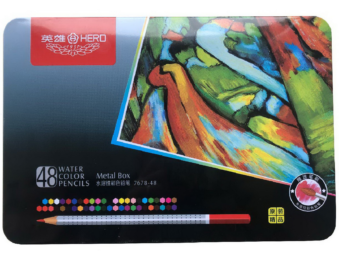 Набір акварельних олівців HERO 48 шт. в металевій коробці - фото 9