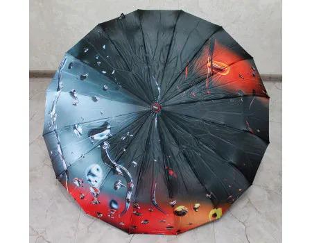 Парасолька складна Три слони 3 складання 16 спиць подвійні/потрійні автомат Атлас/Сатин (7521/4)