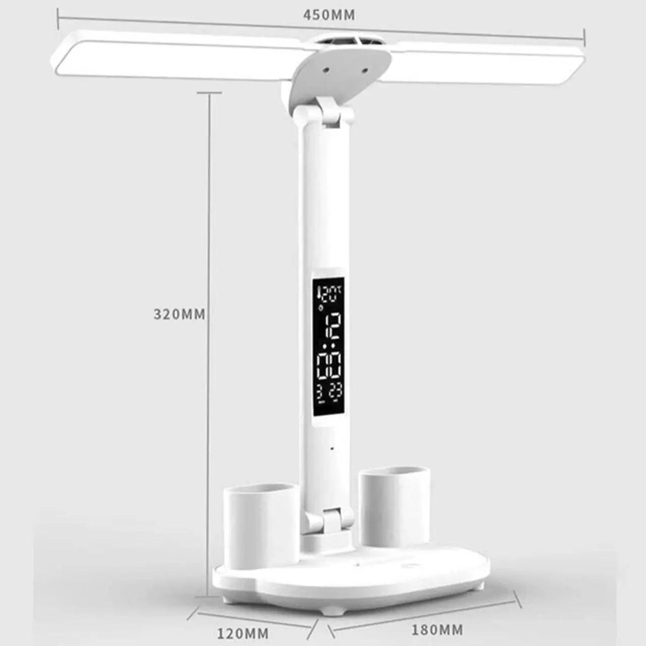 Лампа настільна світлодіодна з термометром/годинником/календарем/тримачами для ручок Білий (1801303) - фото 6