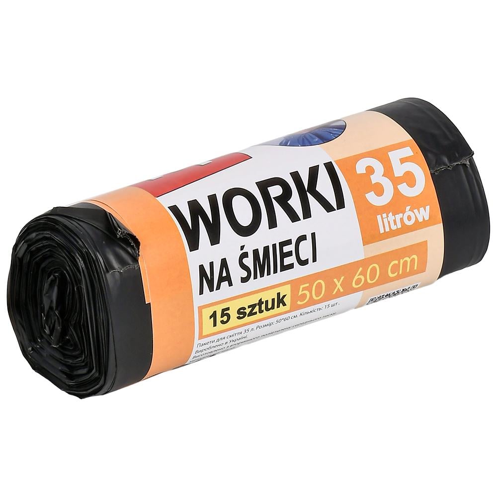 Пакеты для мусора Top Pack TP4-102-1 сверхпрочные полиэтиленовые 35 л 15 шт. (627895)