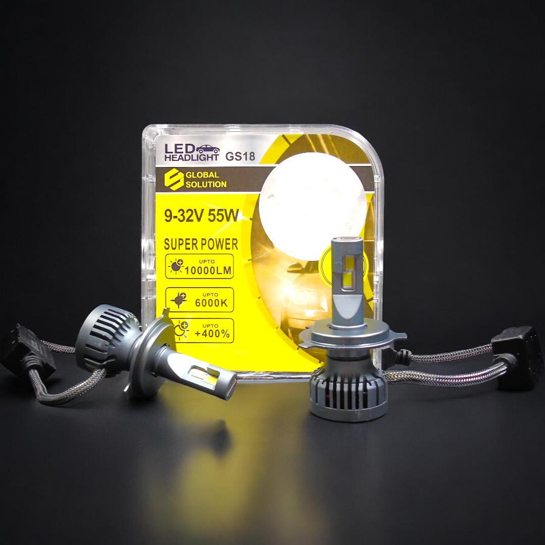 Автомобильные лампы светодиодные Global Solution GS18 H4 55W 10000Lm 6000K 2 шт. (2268028142)