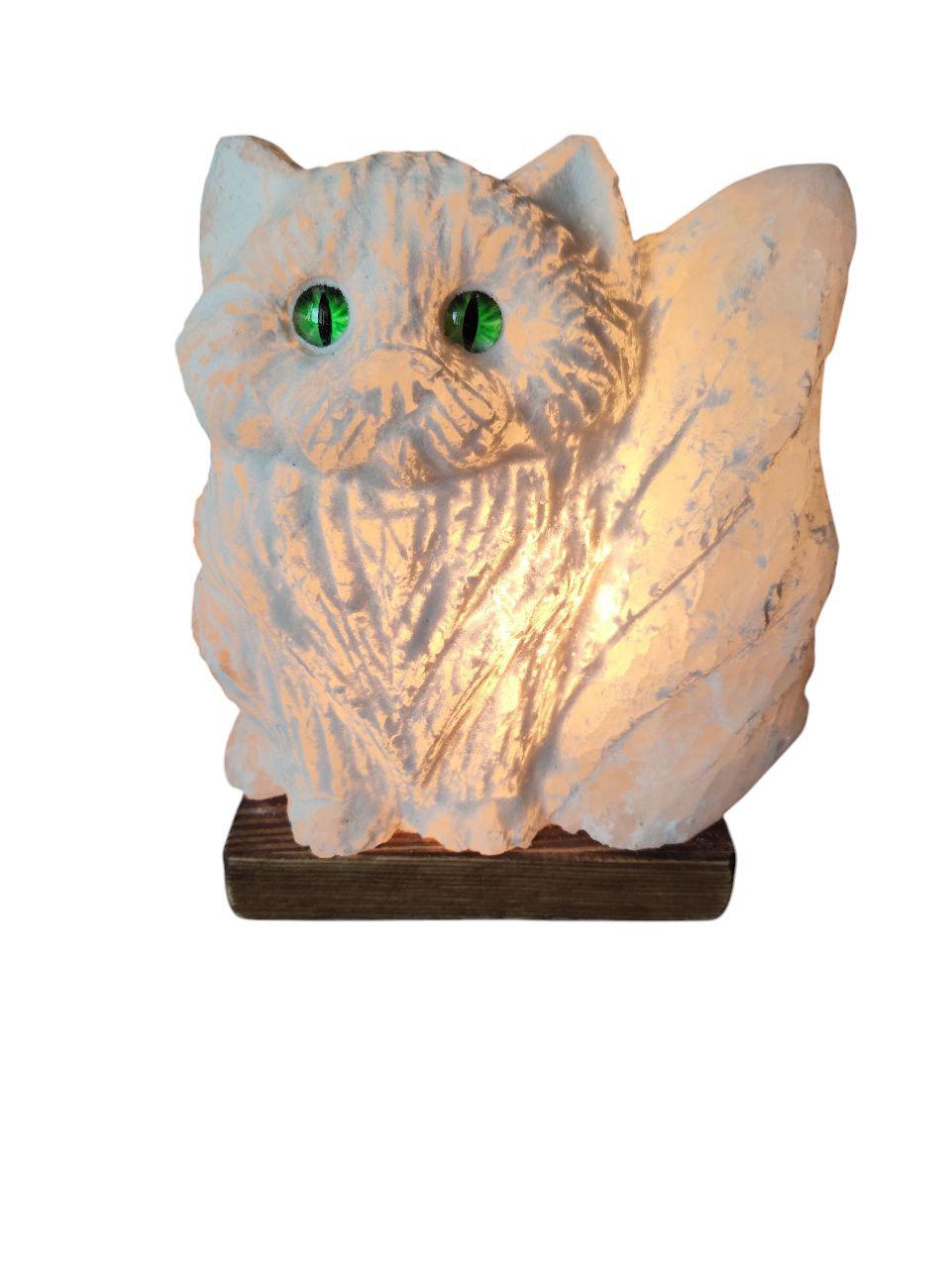 Соляная лампа ночник Котик из Артемовской соли с диммером (26654571)