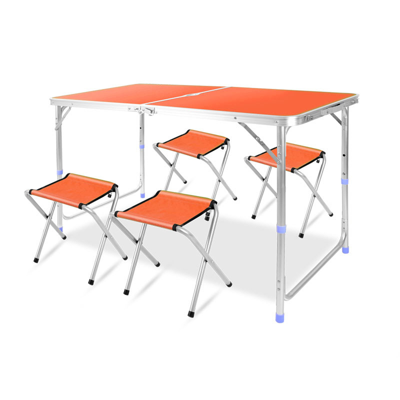 Набор мебели для пикника Fold Table FT-2107 стол раскладной и 4 стула Оранжевый - фото 1