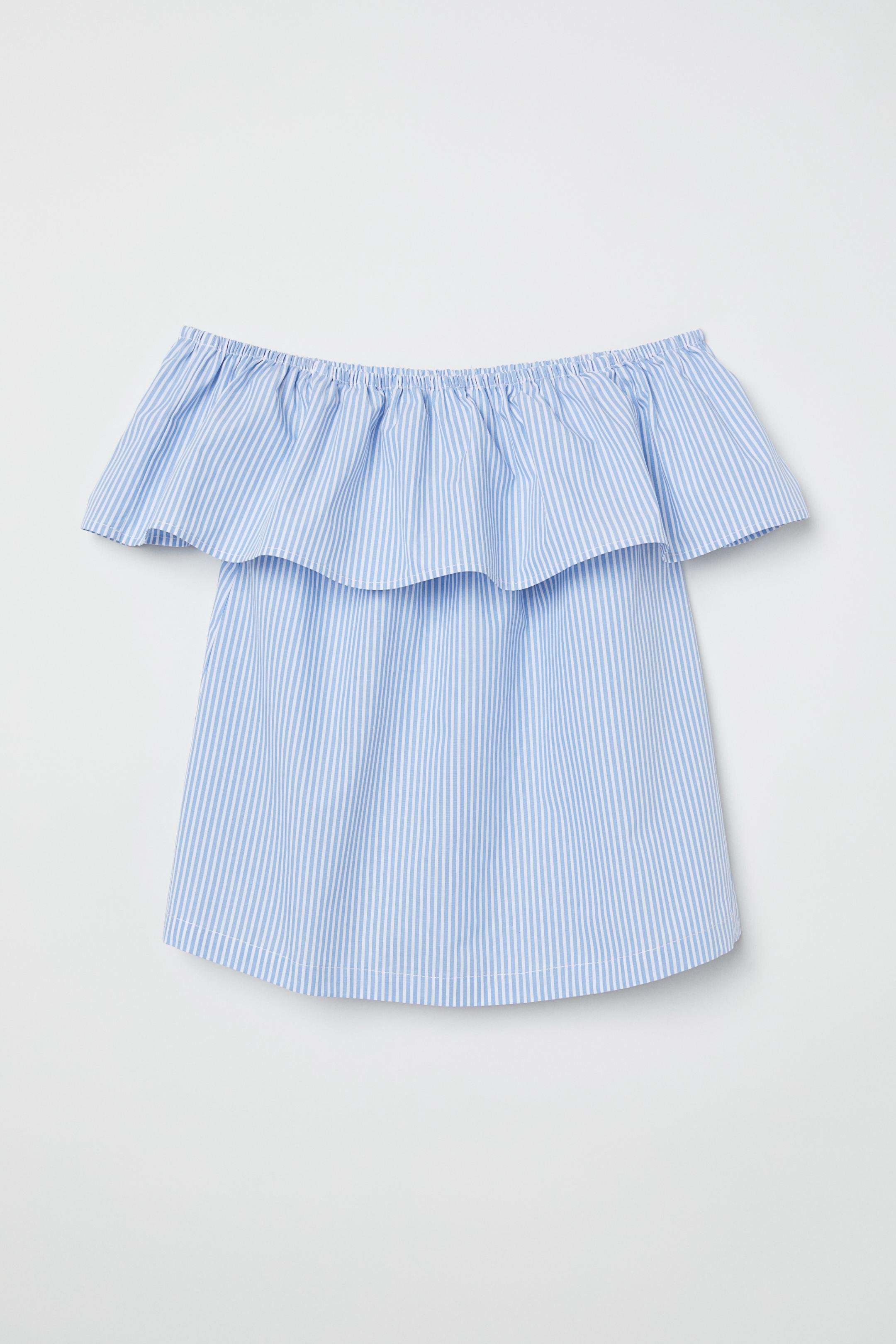 Блуза H&M Полоска р. 40 Бело-голубой (6027167)