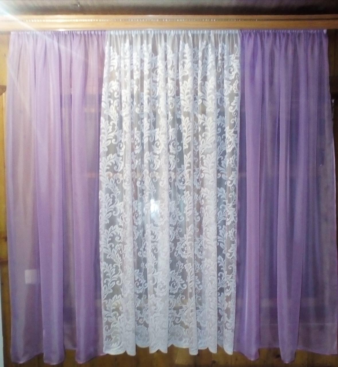 Кухонная занавеска Люсия венезль Сиреневый (1105804515)