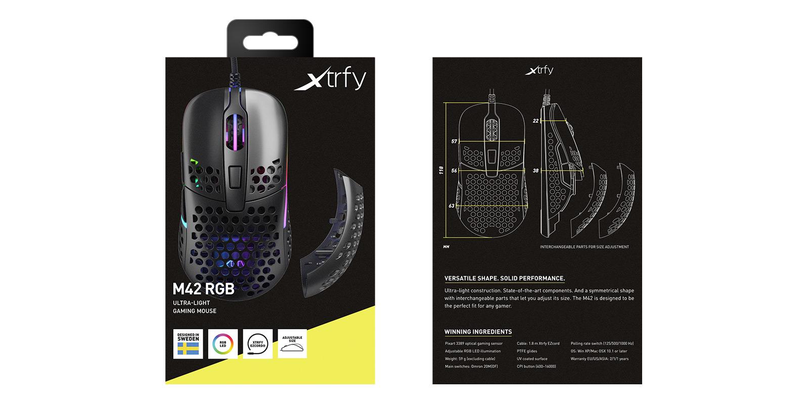 Мишка ігрова провідна Xtrfy Cherry M42 з RGB Чорний (XG-M42-RGB-Black) - фото 9