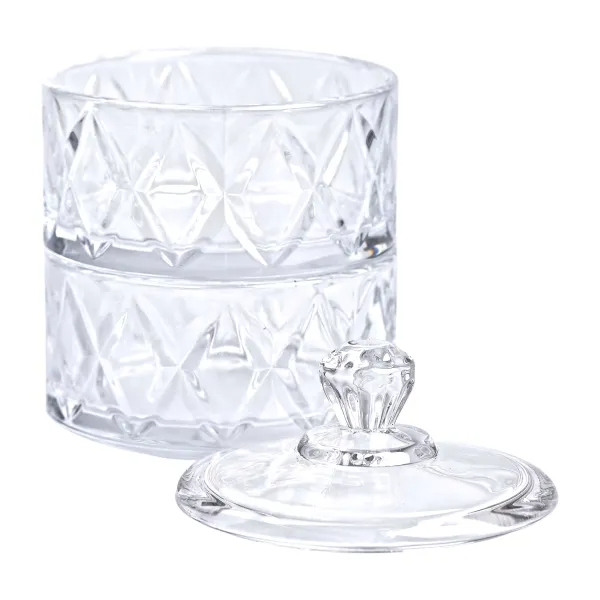 Цукерниця дворівнева зі скляною кришкою під кришталь Прозорий (HP-YH-79) - фото 3 Цукерниця дворівнева зі скляною кришкою під кришталь Прозорий (HP-YH-79) - фото 3