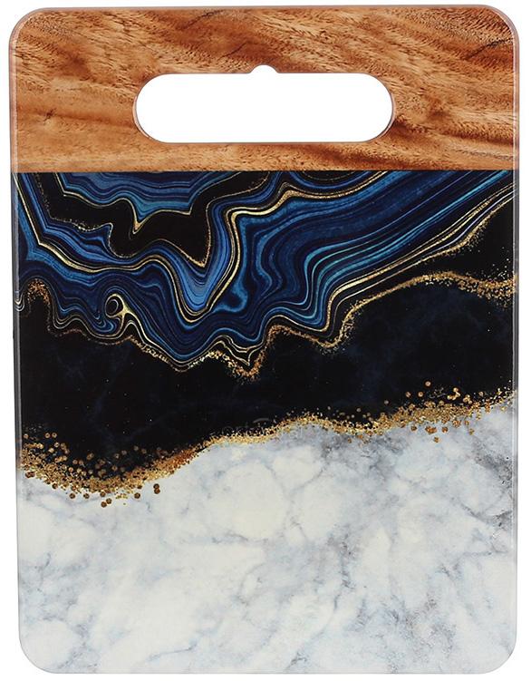 Подставка керамическая для горячей посуды Синий Мрамор на пробковой основе 15х20 см (BD-858-702)