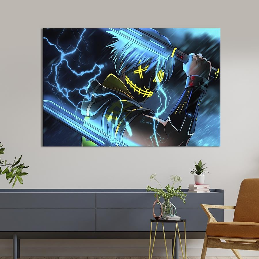 Настенный декор картина на холсте для интерьера Аниме ниндзя 51x34 см (680-1)