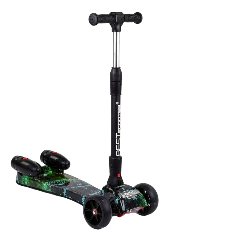 Самокат дитячий Best Scooter Maxi з парогенератором/складним кермом Black/Green (100066)