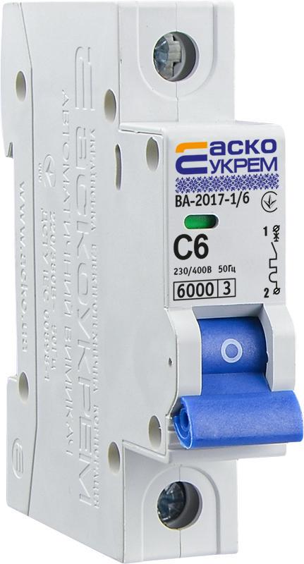 Автоматический выключатель АСКО-Укрем ВА-2017 1P 6А 6кА C (A0010170001) - фото 6