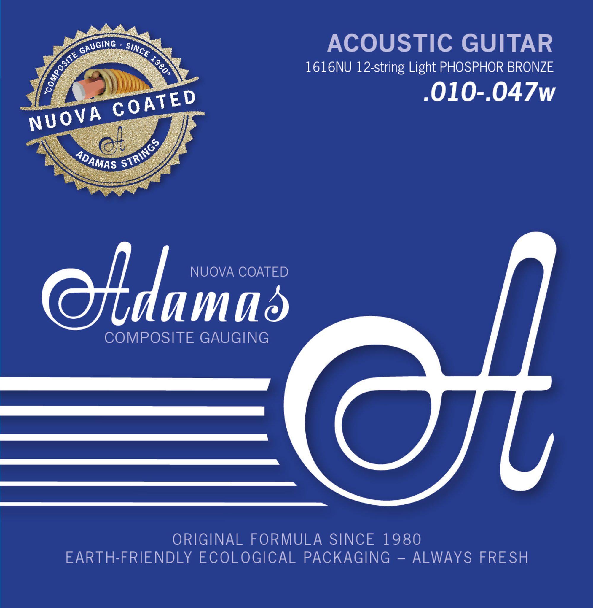 Струны для 12-струнной акустической гитары Adamas Nuova Coated Phosphor Bronze 1616NU 10-47w (G-664670)