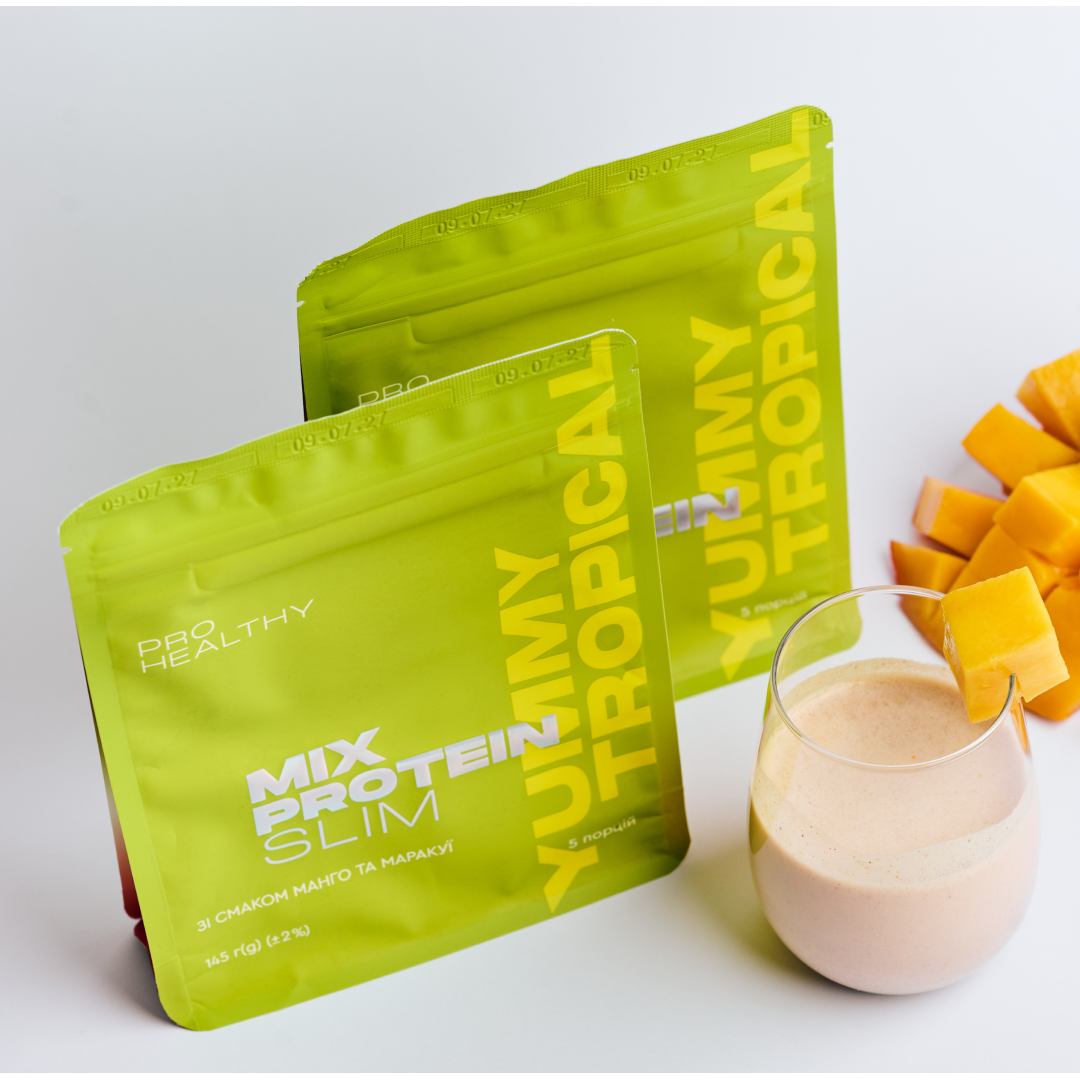 Жироспалювач низькокалорійний коктейль зі смаком манго та маракуї для зменшення ваги Mix Protein Slim Yummy Tropical PRO HEALTHY CHOICE 145 г - фото 6 Жироспалювач низькокалорійний коктейль зі смаком манго та маракуї для зменшення ваги Mix Protein Slim Yummy Tropical PRO HEALTHY CHOICE 145 г - фото 6