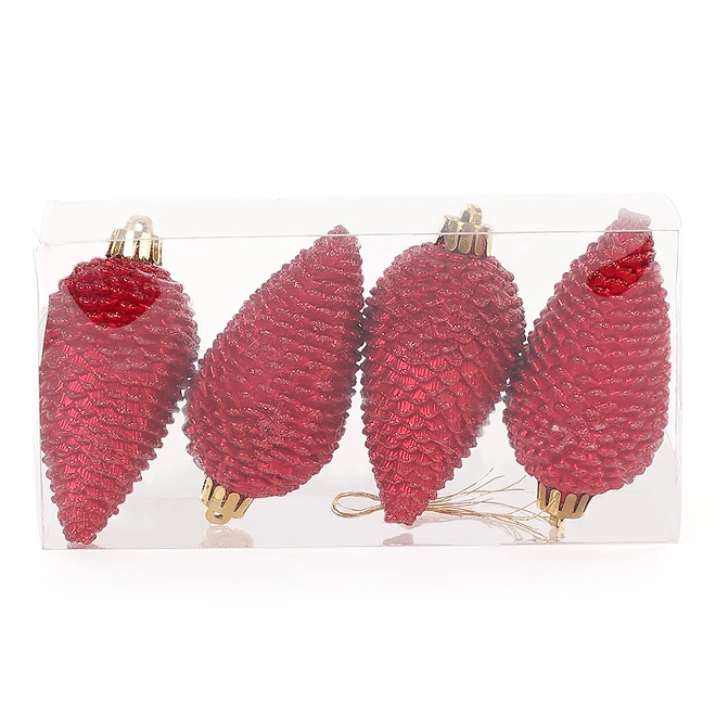 Набір пластикових новорічних прикрас Шишки 147-481 4 шт. 8 см (12433)