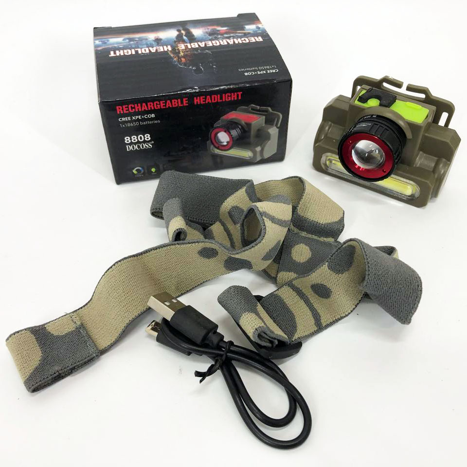 Фонарь налобный 8808/6908-XPE+COB встроенный аккумулятор - фото 5 Фонарь налобный 8808/6908-XPE+COB встроенный аккумулятор - фото 5