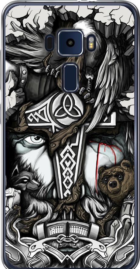 Чехол на Asus Zenfone 3 ZE520KL Тату Викинг (4098u-449-42517)