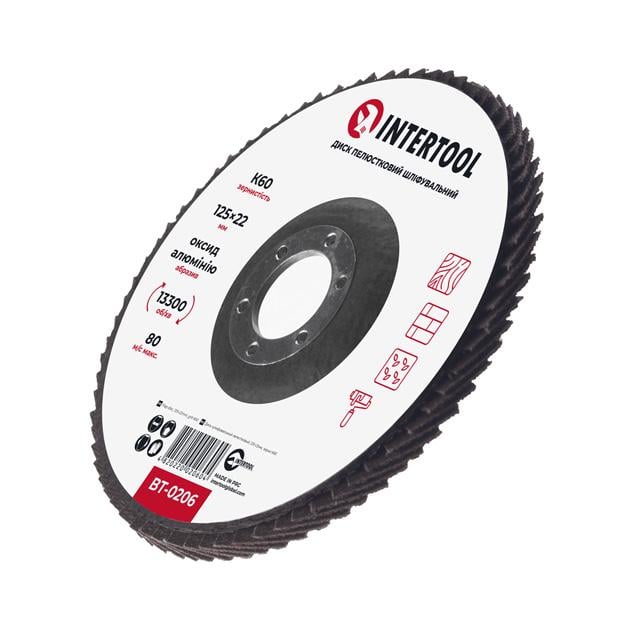 Диск шліфувальний пелюстковий Intertool 125x22 мм зерно K60 (BT-0206) - фото 3 Диск шліфувальний пелюстковий Intertool 125x22 мм зерно K60 (BT-0206) - фото 3