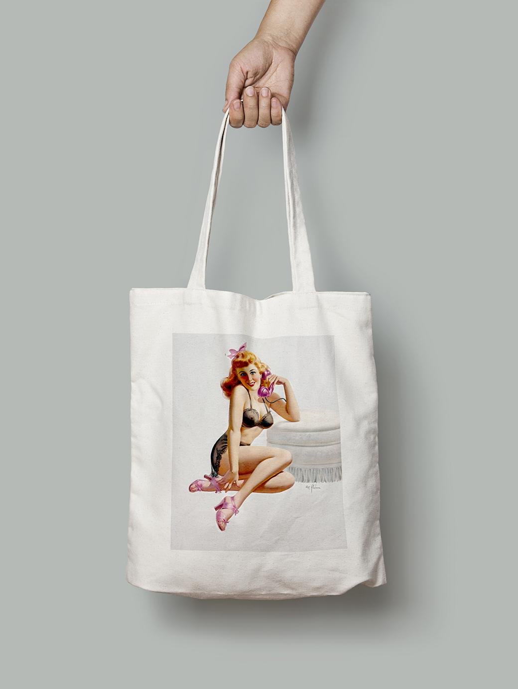 Эко-сумка Девушка в прозрачном белье у пуфика. Фрам шопер (pin_up1725002_Bag)