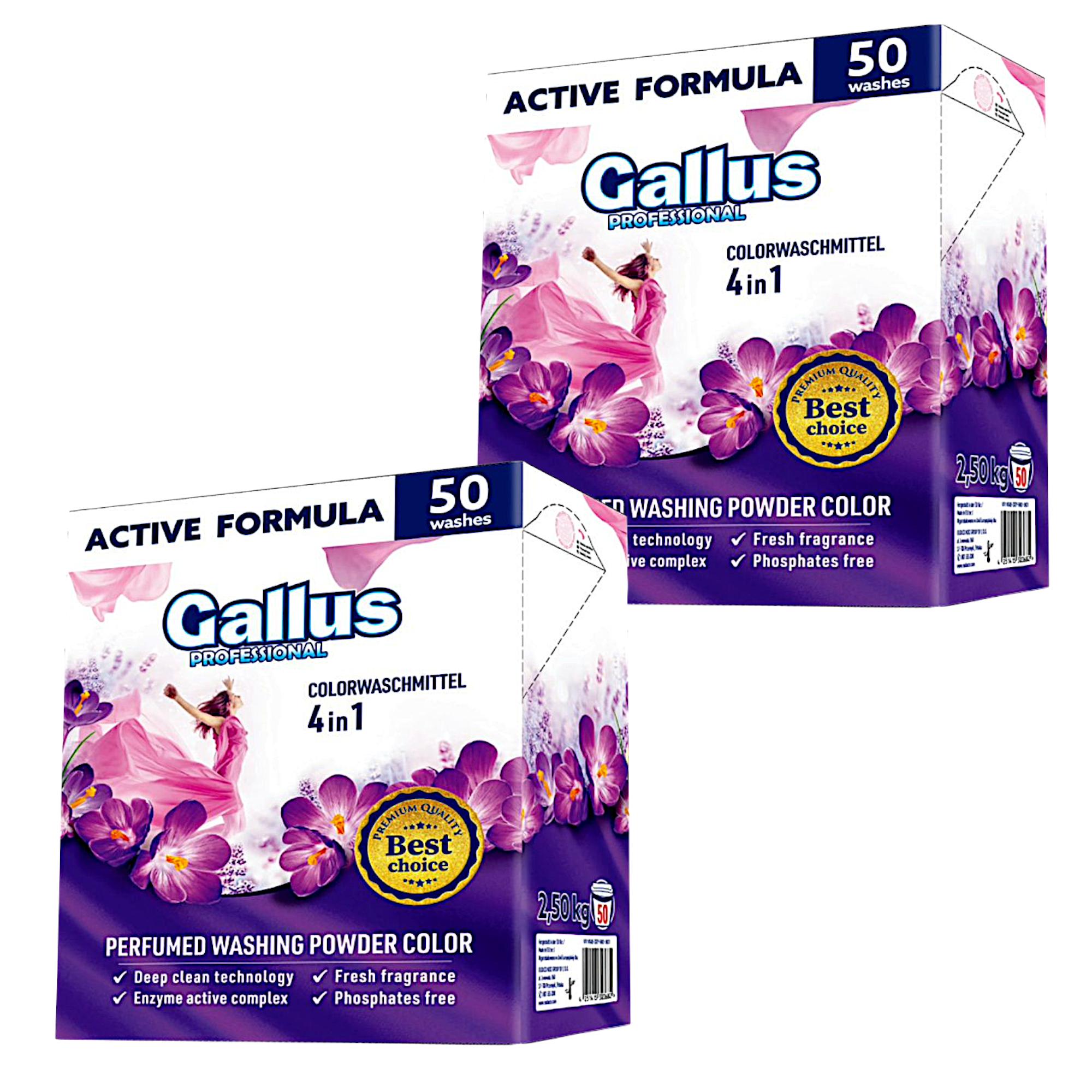 Набор парфюмированных стиральных порошков Gallus Professional 4в1 Color 2,5 кг 50 циклов стирки 2 шт. (303682-2)