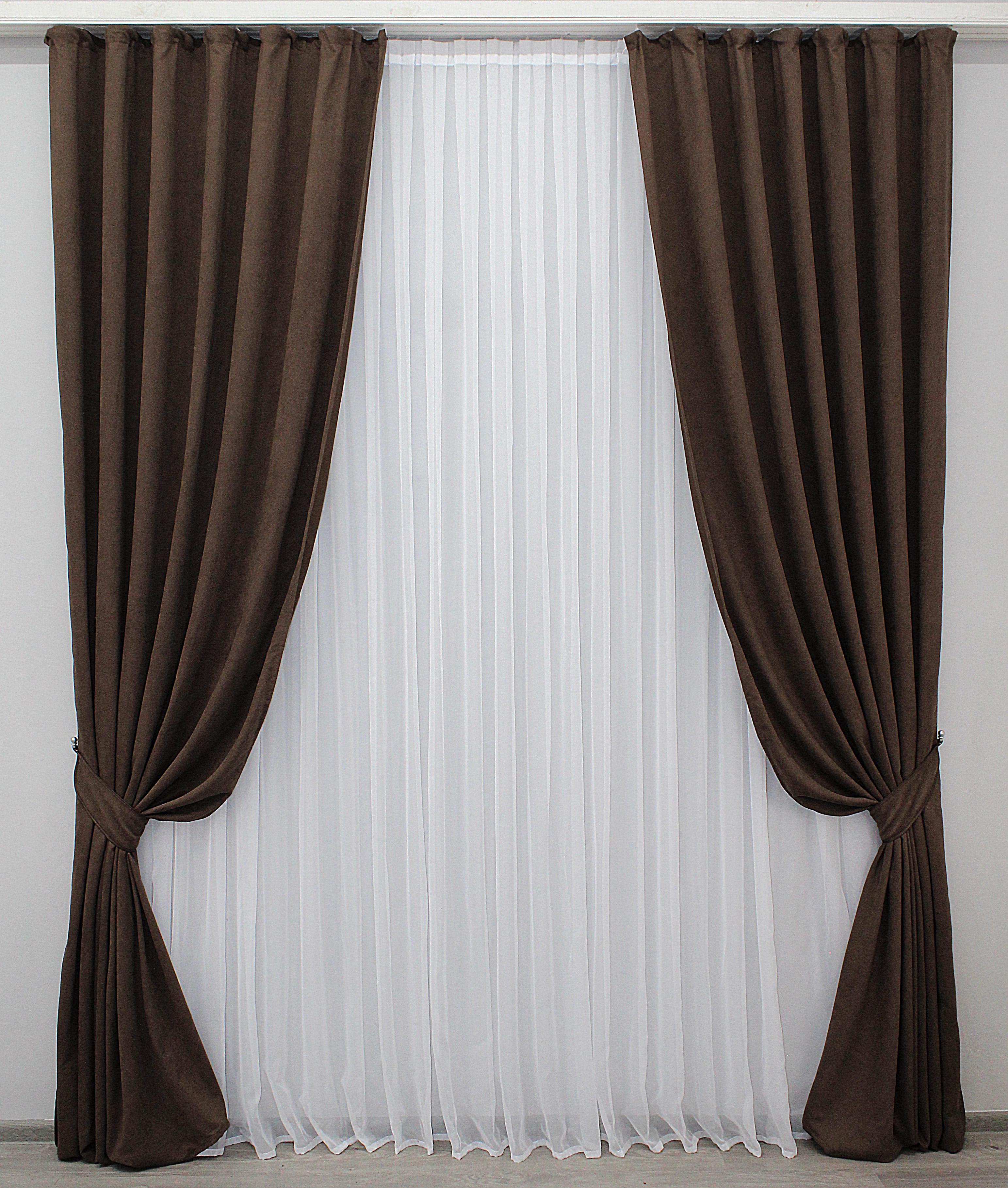 Комплект штор VR-Textil Diamont № 1095ш микровелюр 100х280 см 2 шт. Коричневый (31-498)