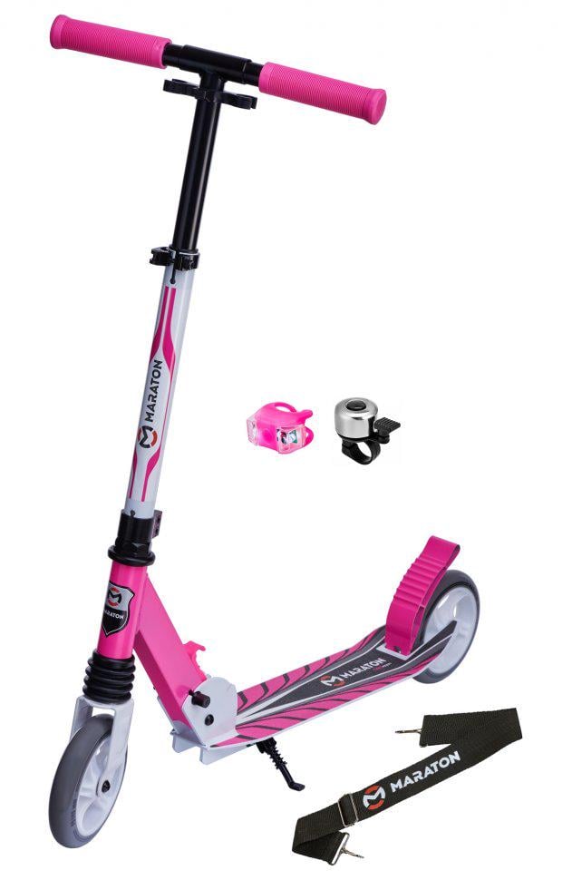 Самокат Maraton Sport и ремень 145 мм Розовый