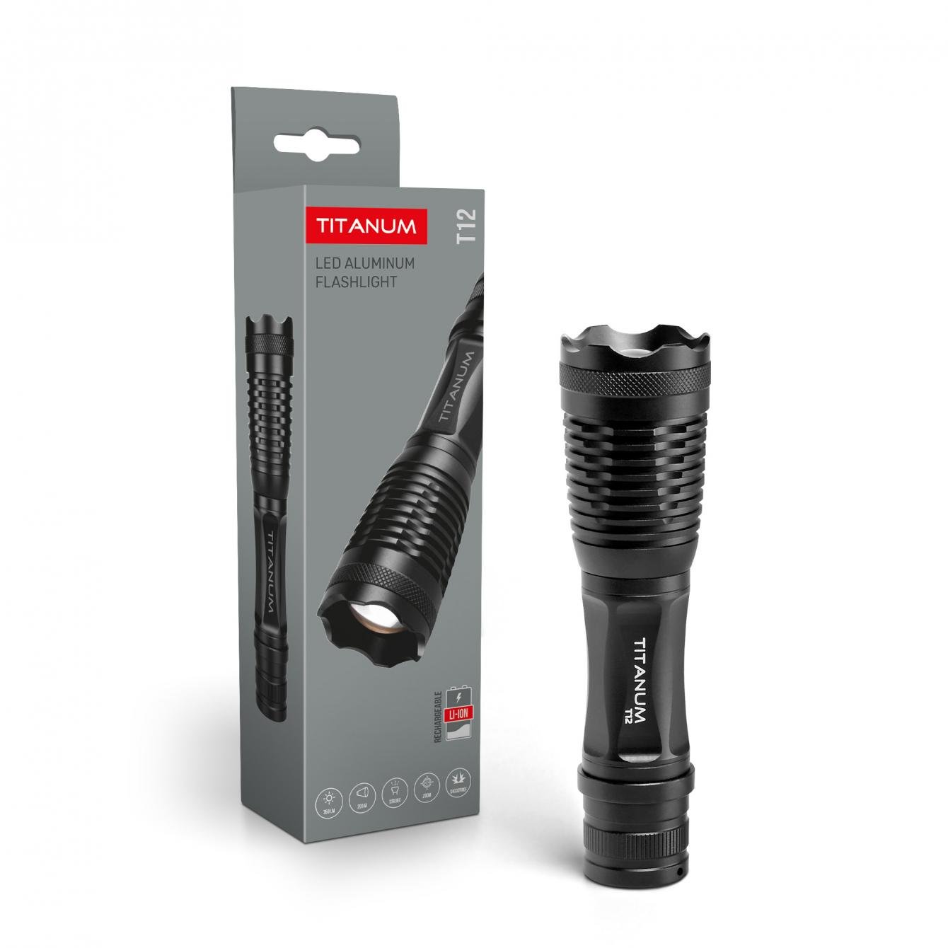 Ліхтарик світлодіодний портативний TITANUM TLF-T12 350Lm 5000K Black