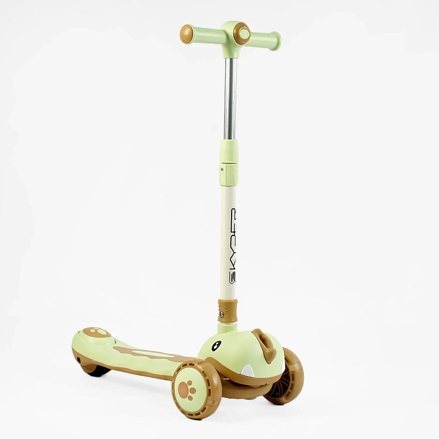 Самокат трехколесный Skyper/колеса PU со светом/музыка/руль складной 125х40 мм Green (153422)