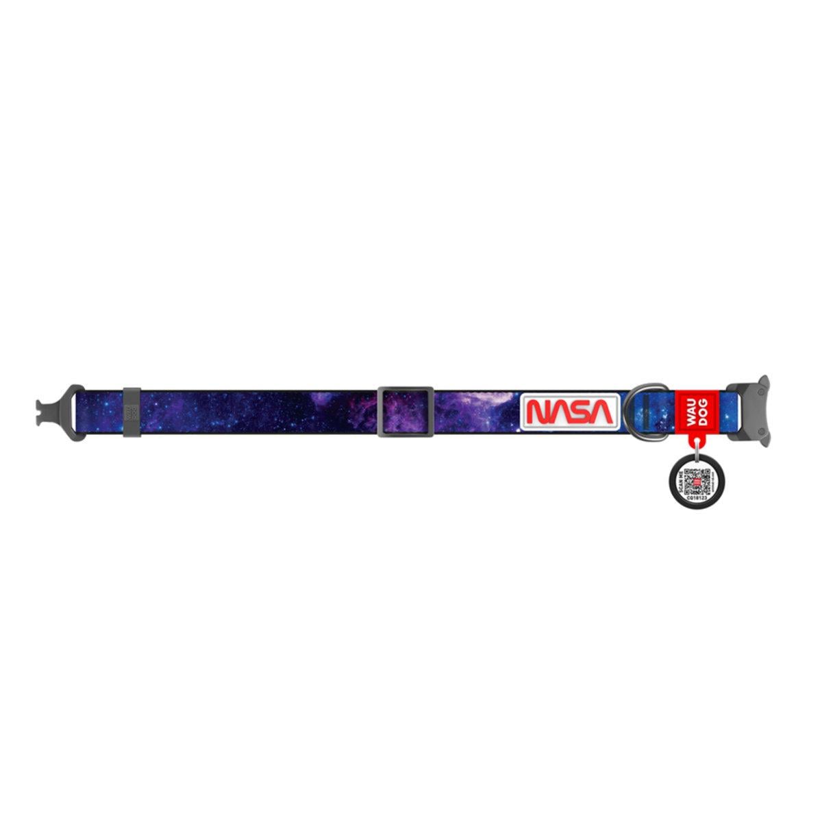 Ошейник для собак Waudog Nylon NASA21 с QR паспортом/металлическая пряжка-фастекс M 20 мм х 28-40 см (4506-0148 Col)