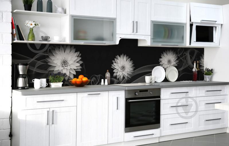 Скинали на кухню Zatarga «Угрюмый георгин» 600х2500 мм виниловая 3Д наклейка кухонный фартук самоклеящаяся