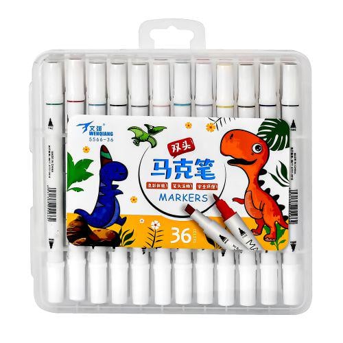 Маркери двосторонні Білий корпус Dino 36 кол. - фото 2 Маркери двосторонні Білий корпус Dino 36 кол. - фото 2