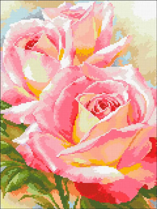 Алмазная мозаика Нежные розы 30x40 см (DIY-МС123)