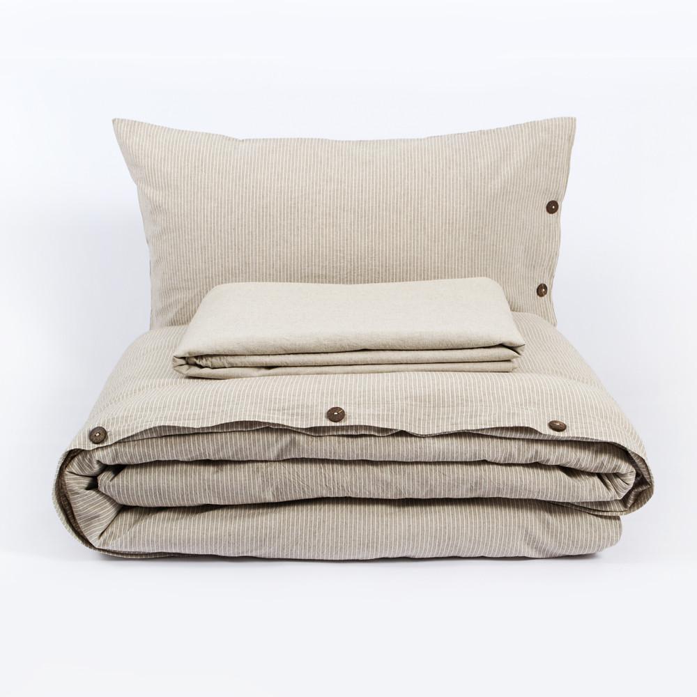 Постельное белье Lotus Home Washed cotton Pinstripe kahve-bej евро (svt-2000022294676)