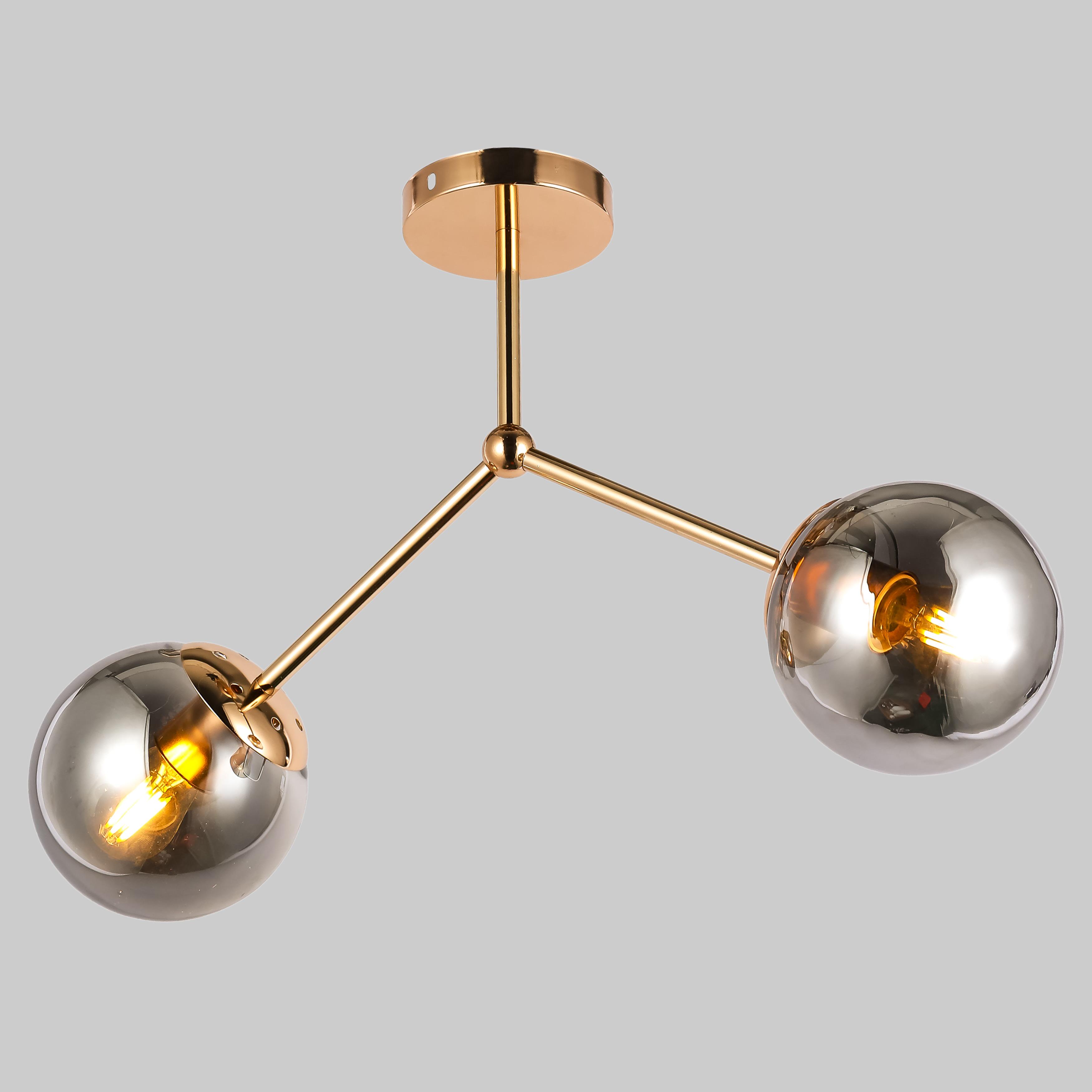 Люстра потолочная с двумя плафонами (52-9811-2 GD+BK) Люстра потолочная с двумя плафонами (52-9811-2 GD+BK)