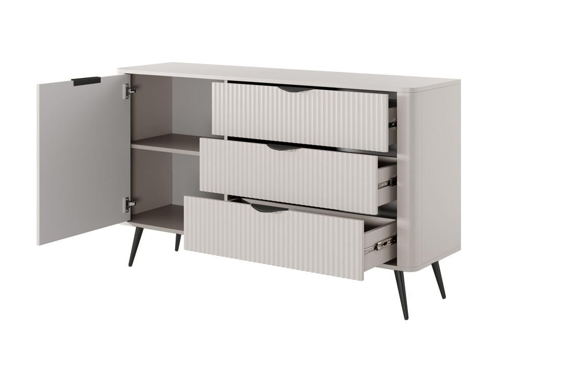 Комод Perfect Home Lante 1D3S/138 1-дверный с 3 ящиками и черными ножками Бежевый (PFH-091178) - фото 2