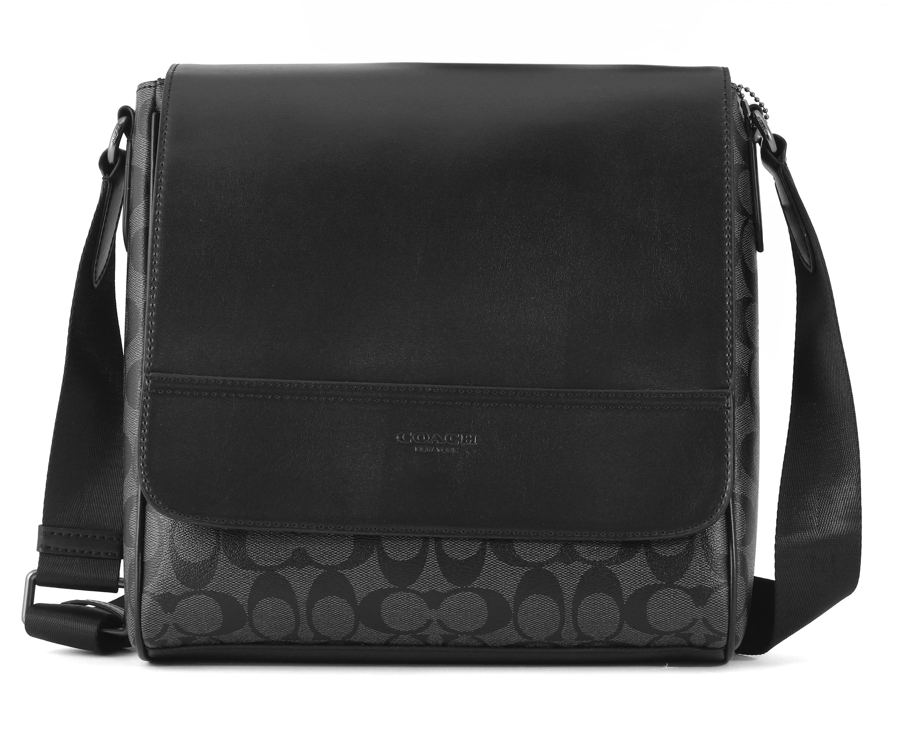 Сумка мужская кожаная Coach Houston Black/Grey Сумка мужская кожаная Coach Houston Black/Grey
