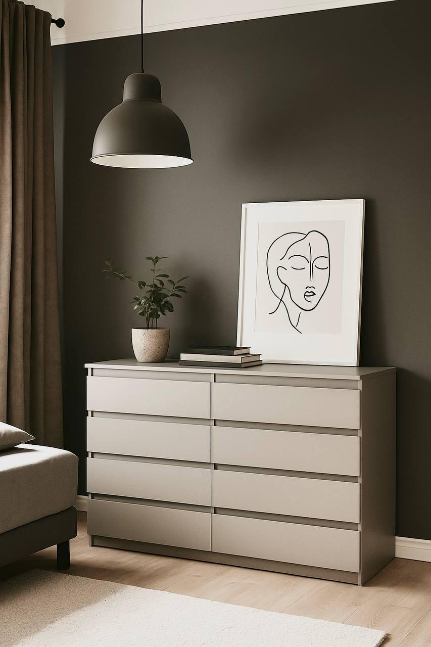 Комод на 8 шухляд без ручок Sydney 1404х410х860 мм Кашемір