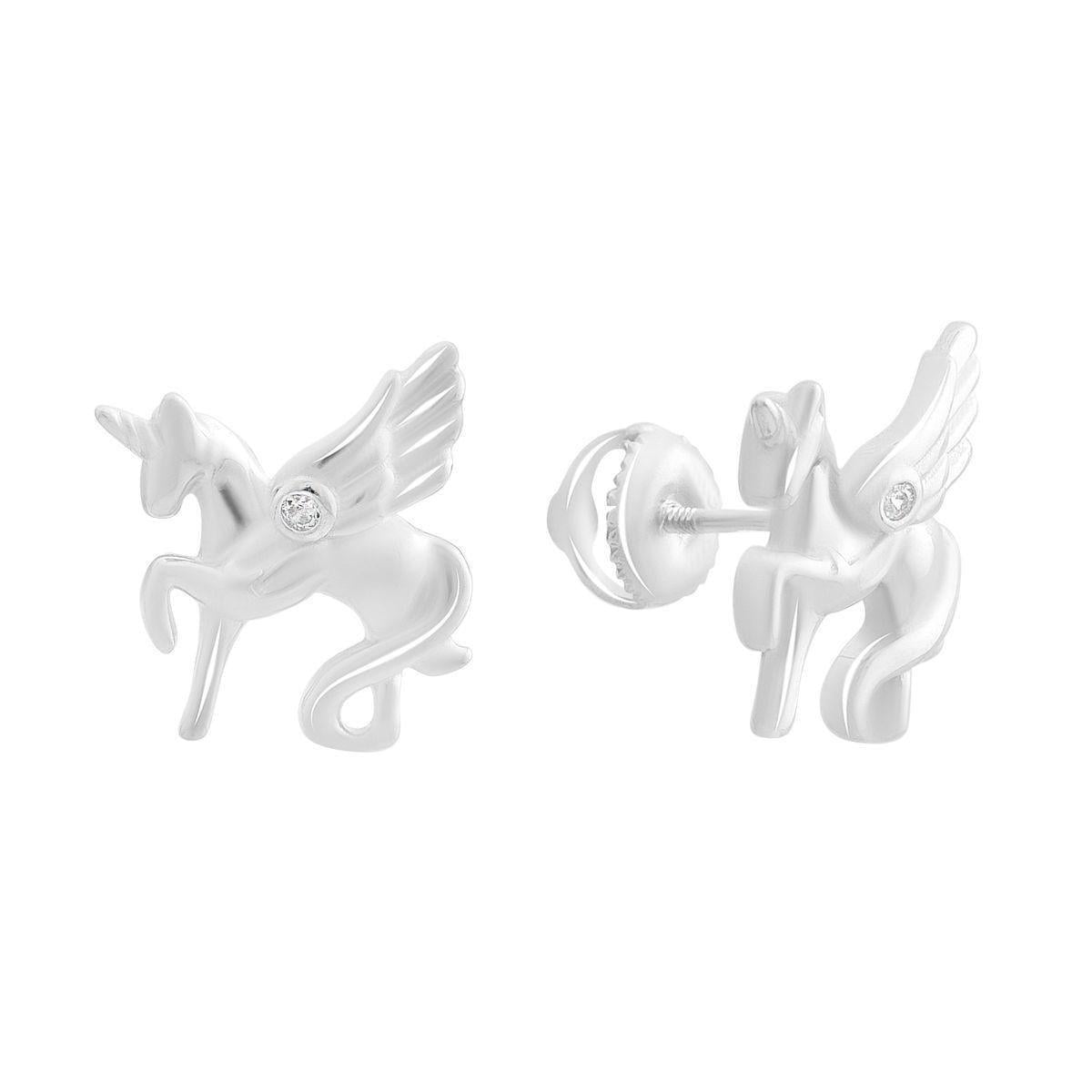 Серьги-пусеты серебряные LoveR Пегас с фианитами