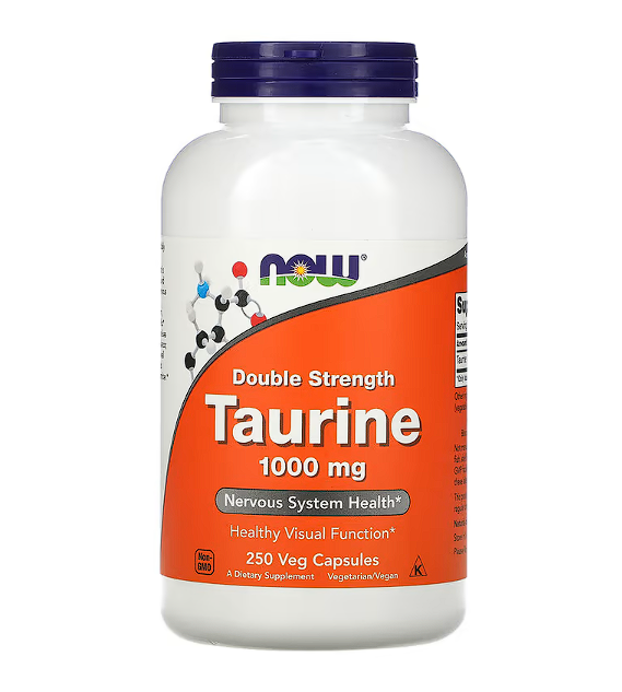 Таурин NOW Taurine Double Strength 1000 mg 250 veg caps (07714-01)